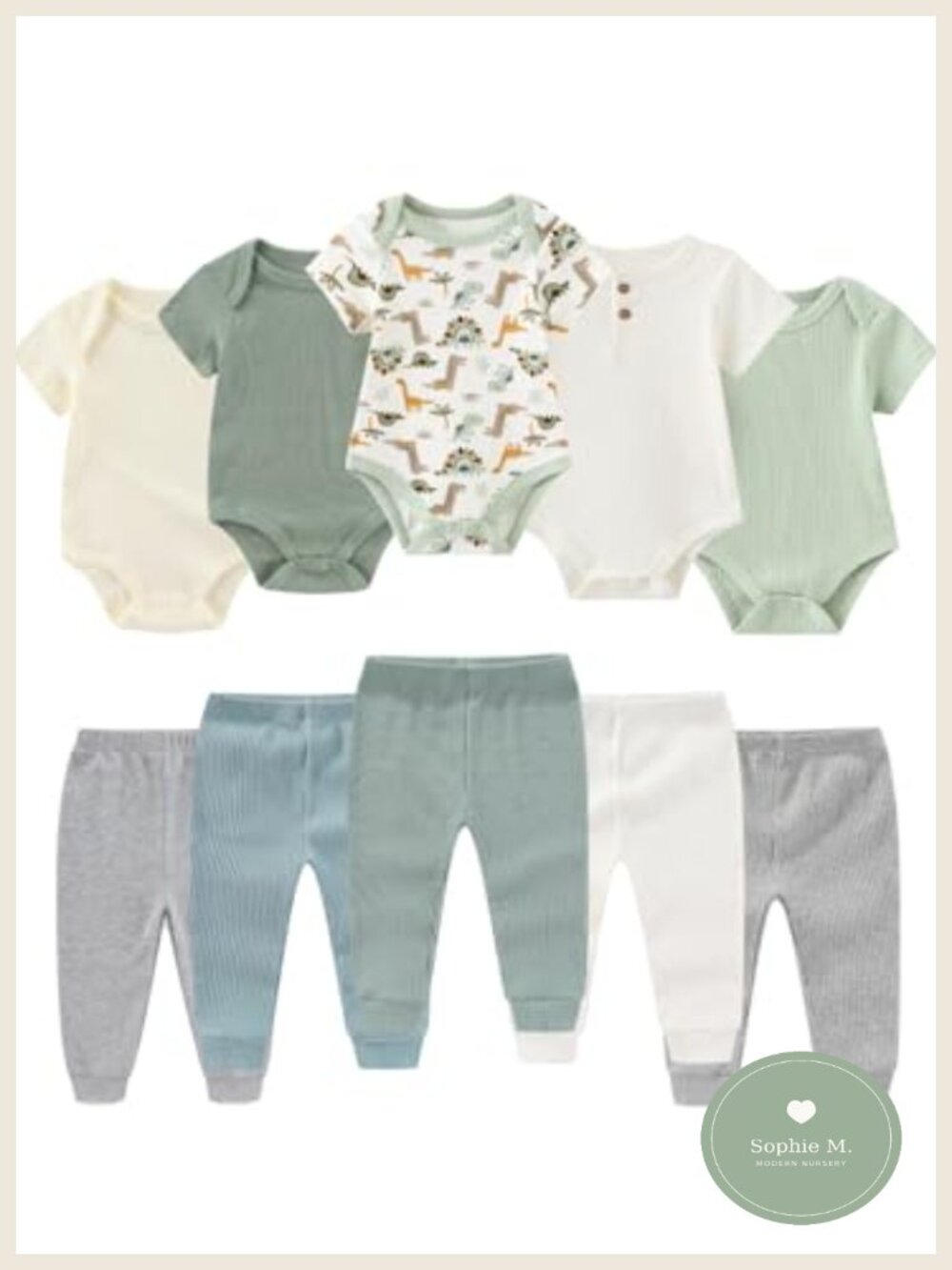 Baby Boy Girl Cotton Bodysuit Pant Set 10 Pcs Newborn Infant Outfits Short